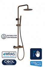 Lustra Brushed Bronze Cool Touch Round Thermostatic Rigid Riser Shower Kit