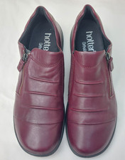 Hotter women's Leather shoes UK 7,5 side zip Maroon casual comfort