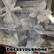 Crushed Artificial Bunch Of Flowers silver White Romany Bling UK
