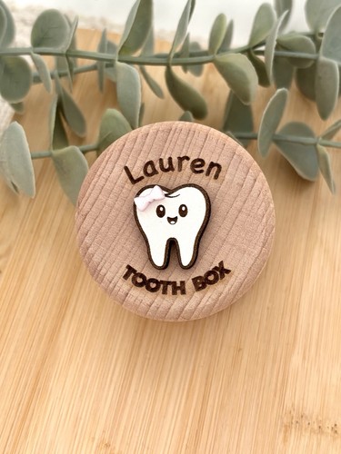 Personalised wooden tooth box - tooth,