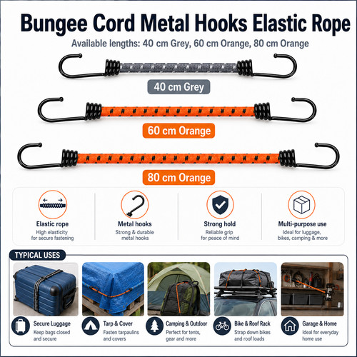Bungee cord with metal - metal, hooks