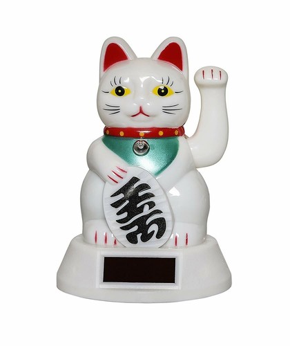 Lucky cat white waving - cat, 5"