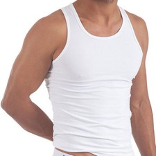 12 X MENS WHITE VESTS FITTED 100% COTTON GYM TRAINING TANK TOP T SHIRTS NEW TOPS