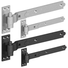 Heavy Duty Hook and Band Gate Shed Stable Door Hinges Galvanised or Epoxy Black