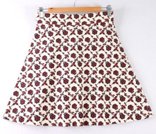 Tara Jarmon Womens Skater Skirt Size 36 8 Cream Ivory Red Floral Rose Classic