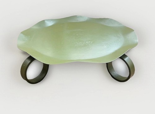 Metal candle holder base green - metal,