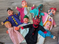 Vintage German Hand Puppets  Punch & Judy Plastic Heads 