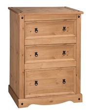 Corona Chest of Drawers 3 Drawer Wide Solid Mexican Pine by Mercers Furniture®
