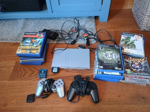 Slim silver ps2 bundle - ps2, bundle.