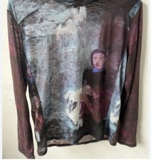 Aventures Des Toiles Size 44 Art To Wear Scenery 3/4 Sleeve Top Artsy Casual