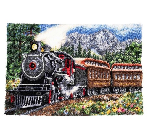 Large train latch hook rug - large,
