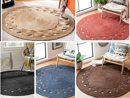 Rug jute round designer carpet - designer,
