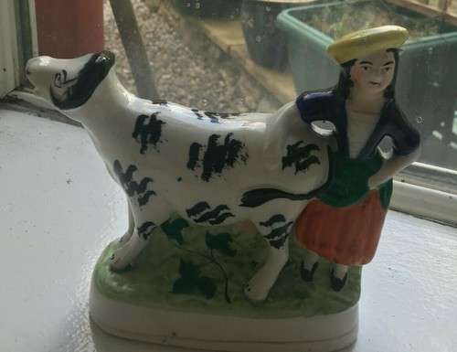 Staffordshire milkmaid cow - staffordshire,