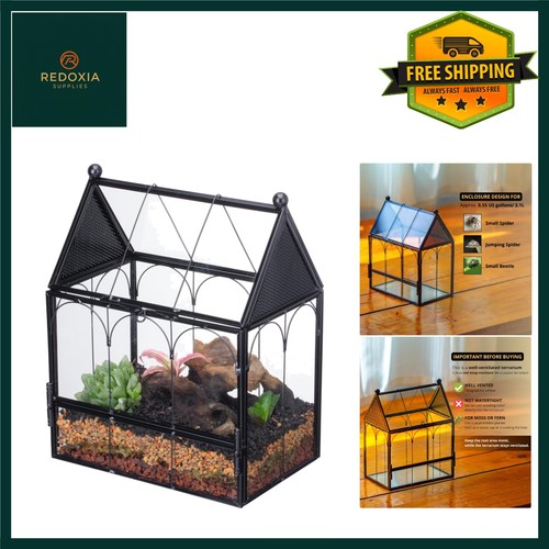 Elegant black glass terrarium - black,