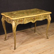 French writing desk furniture lacquered painted wood table antique style 900