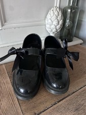 Dr. Martens Black Patent Leather Mary Jane Muriel Ribbon Bow Shoes UK Size 7 