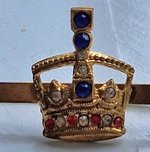 Vintage crown bar brooch - vintage, gold
