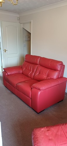 Leather sofa red made by - leather,