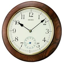 Seiko Clocks Round Wooden Oak