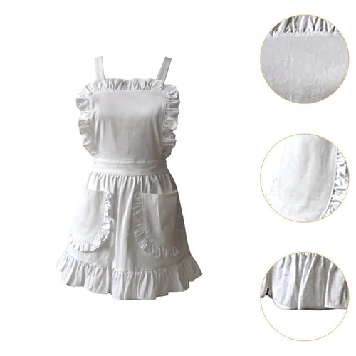 White ruffle maid apron - white,