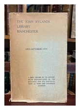 Guppy, Henry The John Rylands Biblioteca, Manchester, 1899-1935: A Breve Disco D