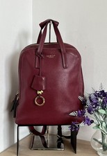 Radley Dukes Place Cherry / Burgundy Pebbled Leather Double Zip Backpack