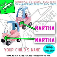 Personalised number plate Stickers TO FIT Little Tikes Cozy Coupe PRINCESS car