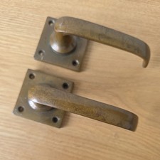 Antique pair Brass Lever Door Handles 1930s  Reclaimed