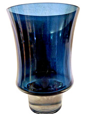 Mid Century Modern Blue Crystal Vase Signed TAPIO WIRKKALA Iittala Finland MCM