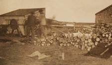 RPPC Real Photo Postcard SAW MILL WORKERS  Vermont? 1916