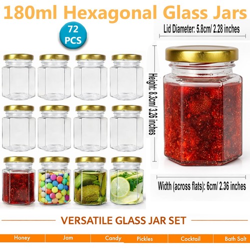 72pcs 180ml hexagon glass - 72pcs, jars