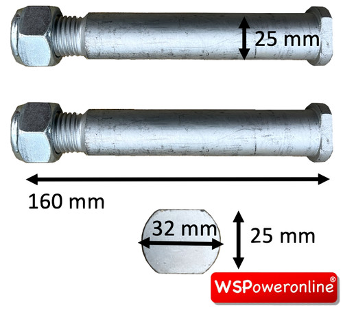 25mm excavator pins 160mm set - 25mm,