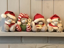 SET OF 4 TATTY TEDDY BLUE NOSE CHRISTMAS BEARS