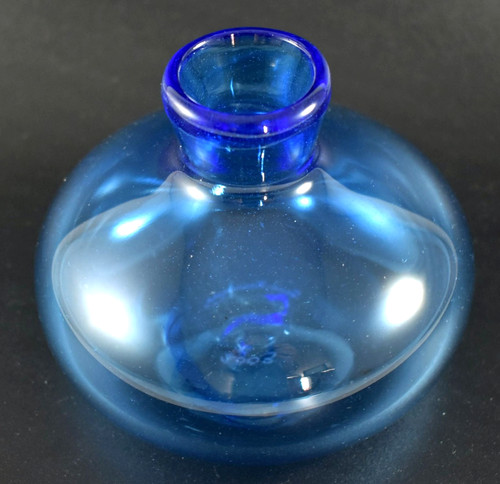Blue studio glass - glass, squat