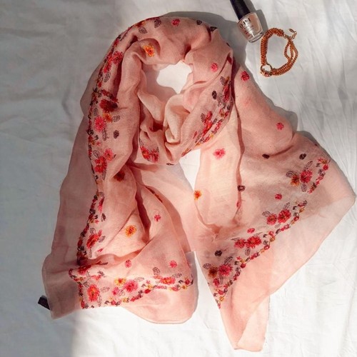 Light pink silk scarf