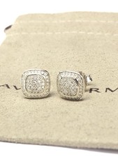 David Yurman Sterling Silver 7mm Albion  Earrings With Pave Diamonds