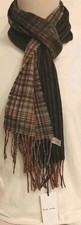 Paul Smith Mens Scarf Multi Stripe Check 100% Lambswool Scarf / BNWT