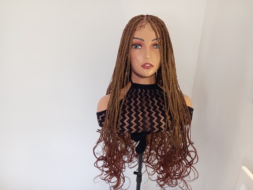 Long box braids wig - long, brown