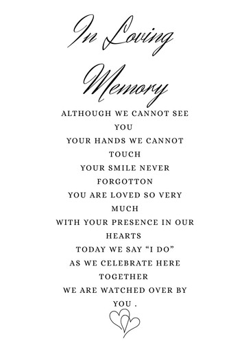 Wedding memorial table - wedding, sign