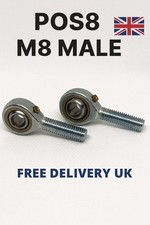 2x POS8 M8 Male Rod End Bearings 8mm Bore RH Heavy Duty Rose Joints UK