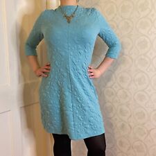 Stella Morgan Embossed Floral Blue Jacquard Shift Dress, Dusty Aqua, Size 8