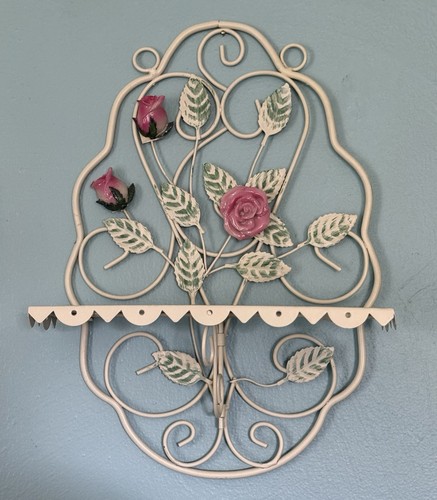 Vintage toleware metal rose - vintage,