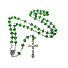 Green Rosary Beads Religious Holy Communion Confirmation Cross Mary + Gift Bag