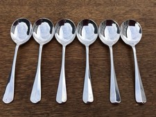 6 VINTAGE A1 SILVER PALTED SOUP SPOONS, RATTAIL PATTERN, HEIRLOOM GEORGE BUTLER