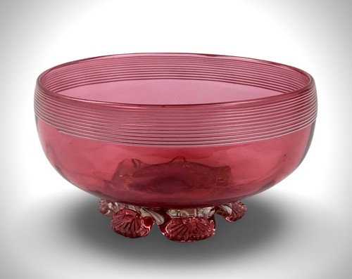 Antique cranberry glass bowl - cranberry,