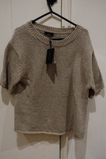 Massimo Dutti Women’s Beige Short Sleeve Chunky Knit Jumper Size S UK10 BNWT