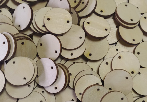 Wooden disk with holes - wooden,