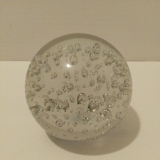Large glass paperweight 8.5cm Clear with lots of Bubbles ways 2 lb 