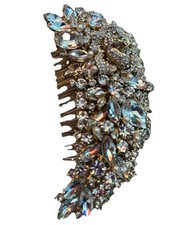 Grandmas Bridal wedding formal party  rhinestone jewel comb fascinator large 5”