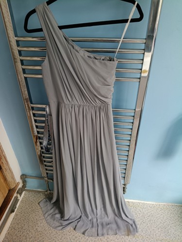 Silver one shoulder - silver, bridesmaid